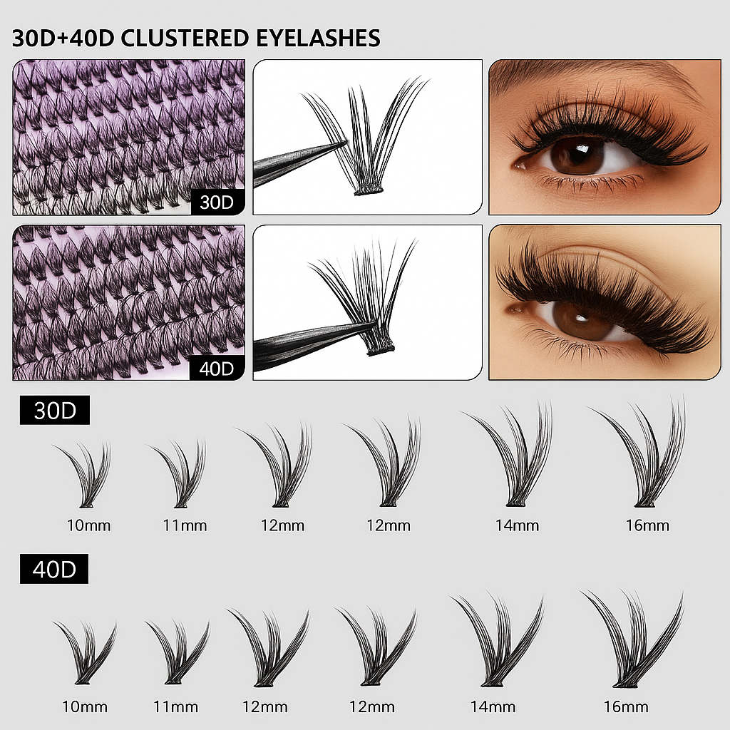 Eyelash extension kit clusters